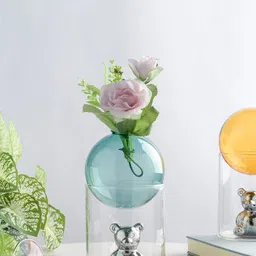 Nestasia Transparent & Sea-Green Bear In The Jar Glass Planter-16