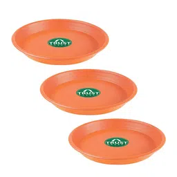 TRUSTBASKET Brown 3-Pcs Round Saucers Planters image 1