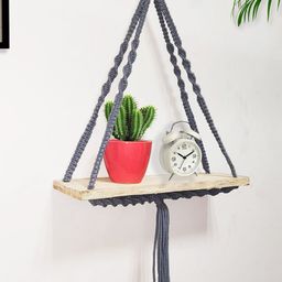 Homesake Grey Triangle Macrame Wall Hanging Shelf image 1