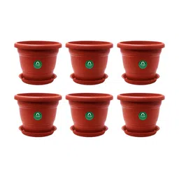TRUSTBASKET Brown 6-pcs Round Pot with Saucer Set image 1