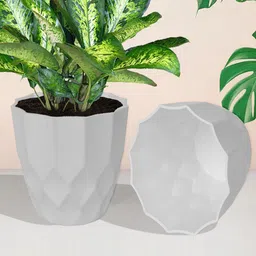 Kuber Industries White & Red 6 Pieces Textured Planters-46