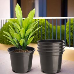 Kuber Industries 5 Pcs Black Lightweight Planters-22
