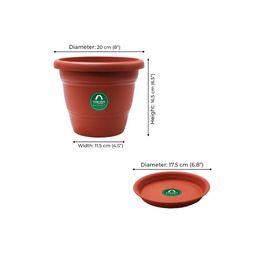 TRUSTBASKET Brown 3-pcs Round Pot with Saucer Set image 2
