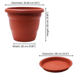 TRUSTBASKET Brown 6-pcs Round Pot with Saucer Set image 2