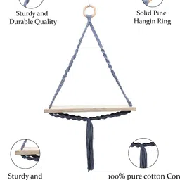 Homesake Grey Triangle Macrame Wall Hanging Shelf image 4