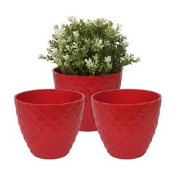 Kuber Industries Red 3 Pieces Round Planters-99