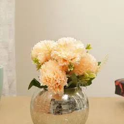 BS AMOR Peach Glass Textured Artificial Flowers With Glass Vase-28