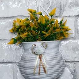 FOLIYAJ Yellow & White Leaf Artificial Plant With Pot-32