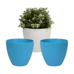 Kuber Industries Blue & White 3 Pieces Flower Planters-image-59