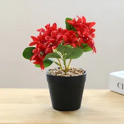 UMAI Red Trident Artificial Flower With Pot-16