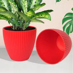 Kuber Industries 5-Pcs Red Textured Planters-58
