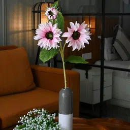 Blooming Floret Pink 1 Pieces Sunflower Artificial Flower With Pot-26