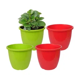 Kuber Industries Green & Red 4 Pieces Textured Duro Flower Planters-image-18