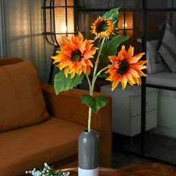 Blooming Floret Orange 1 Pieces Sunflower Artificial Flower With Pot-23