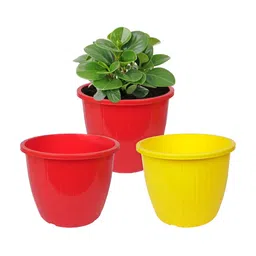 Kuber Industries 3 Pieces Red & Yellow Duro Flower Planters-image-73