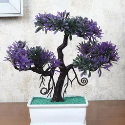 FOLIYAJ Purple & White Faux Bonsai Tree With Pot-27