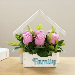 UMAI Pink Rose Artificial Flower With Pot-1