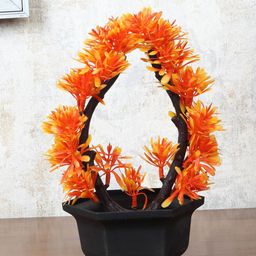 FOLIYAJ Orange Faux Bent Bonsai Plant With Pot-21