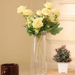 BS AMOR  2 Pcs Yellow & Green Artificial Rose Bunch-69