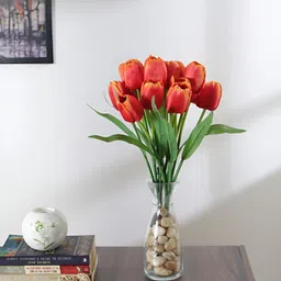 Home Bloom Orange 2 Pieces Tulip Artificial Flowers-14