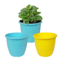 Kuber Industries Blue & Yellow 3 Pieces Duro Flower Planters-image-54