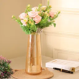 BS AMOR 2-Pcs Peach-Colored & Green Rose Artificial Flowers Bunch-28