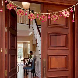 BS AMOR 2 Pcs Pink & Golden Traditional Floral Toran Door Hangings-image-36