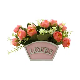UMAI Pink Tea Rose Artificial Flower With Pot image 4