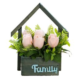 UMAI Pink Rose Artificial Flower With Pot image 3
