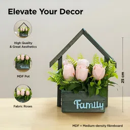 UMAI Pink Rose Artificial Flower With Pot image 5