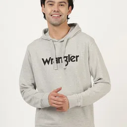 Wrangler Men Grey Printed Hooded Cotton Sweatshirt-picture-34