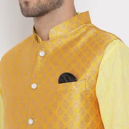 Hangup Men Printed Kurta With Pyjamas With Nehru Jacket image 2