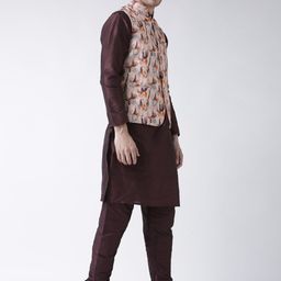 hangup plus Men Kurta with Pyjamas and Nehru Jacket image 5