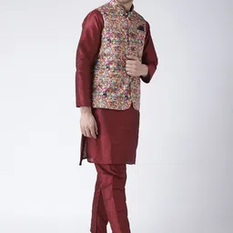 hangup plus Men Kurta with Pyjamas and Nehru Jacket image 3