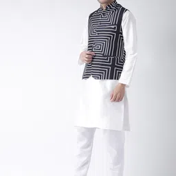 hangup plus Men Kurta with Pyjamas & Nehru Jacket image 4
