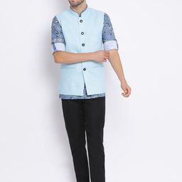 Hangup Men Blue Printed Kurta with Trousers-19