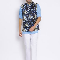 Hangup Men Floral Kurta Set With Trousers & Nehru Jacket-picture-44