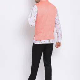 Hangup Men Printed Kurta with Pyjamas With Nehru Jacket image 5