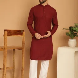 TREEMODA Men Ethnic Motifs Embroidered Regular Chikankari Pure Cotton Kurta with Pyjamas-12