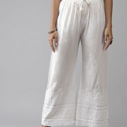 ADA Women White Ethnic Motifs Embroidered Handloom Handloom Palazzos-picture-44