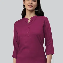 LYRA Pink Mandarin Collar Top-image-29