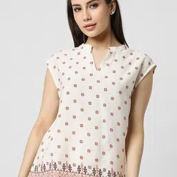 Van Heusen Woman Ethnic Motif Printed Mandarin Collar Top-image-85
