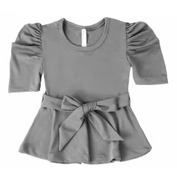 Hunny Bunny Girls Grey Solid Peplum Top-picture-19
