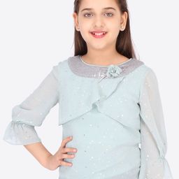 CUTECUMBER Green Georgette Regular Top-image-77