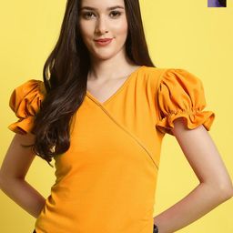 Fabflee Pack Of 2 V-Neck Puff Sleeves Regular Top-image-80