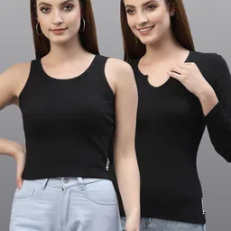 Friskers Women Black Set of 2 Organic Cotton Top-picture-43