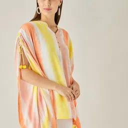 The Kaftan Company Multicoloured Extended Sleeves Kaftan Top image 3