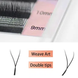 NAGARAKU Black 12 Rows YY Hand Woven Premium Mesh Net Cross Eyelashes - Curl C - 0.05/8-12 image 2