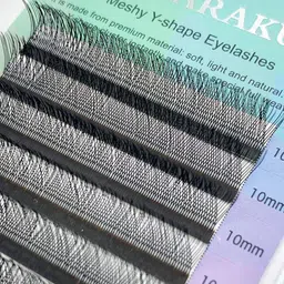NAGARAKU Black 12 Rows YY Hand Woven Premium Mesh Net Cross Eyelashes - Curl C - 0.05/8-12 image 4