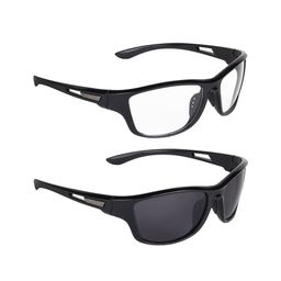 CRIBA Set Of 2 Full Rim Sports Sunglasses with UV Protected Lens VCR_N-SPRTS_BLK-CLR-13